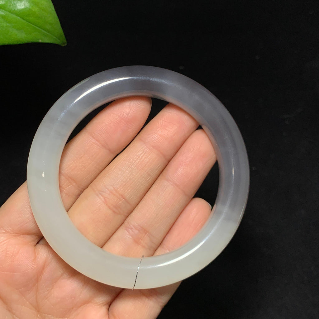 收藏级和田玉高冰底紫罗兰手镯（66.5g）