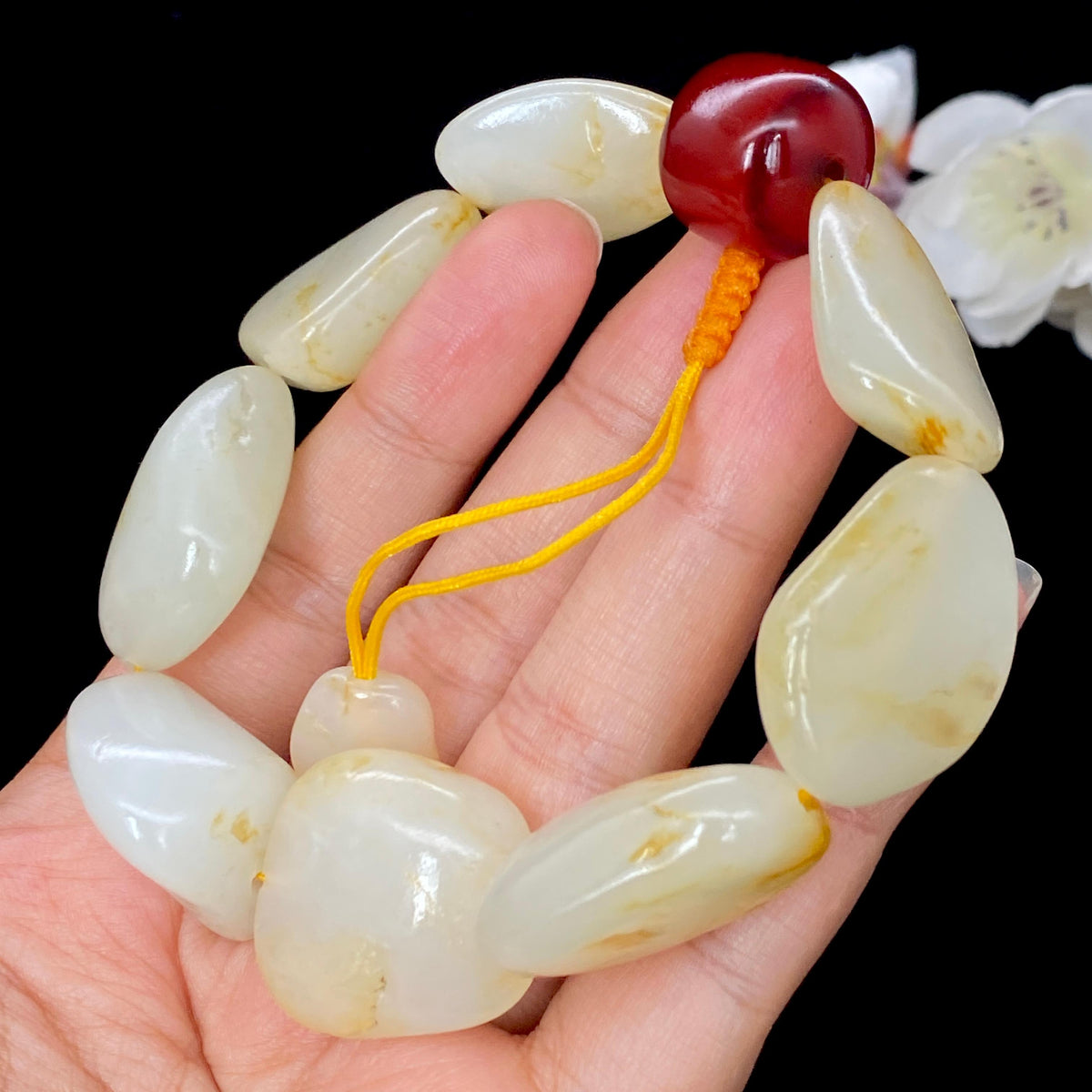 和田玉洒金皮籽料【精品手串】（92.1g）