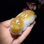 和田玉糖白手把件貔貅（165.4g）