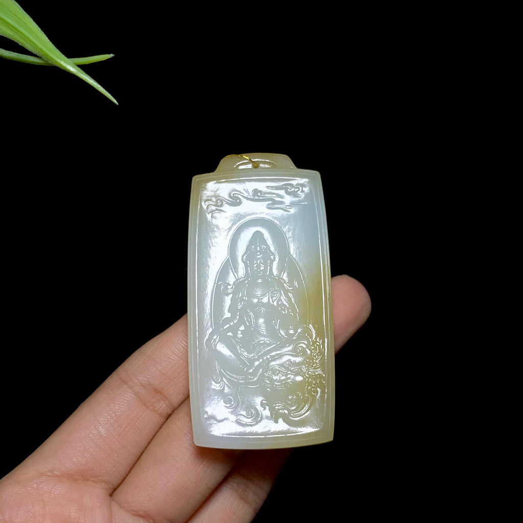 和田山料糖白玉文殊菩萨挂件（44.6g）