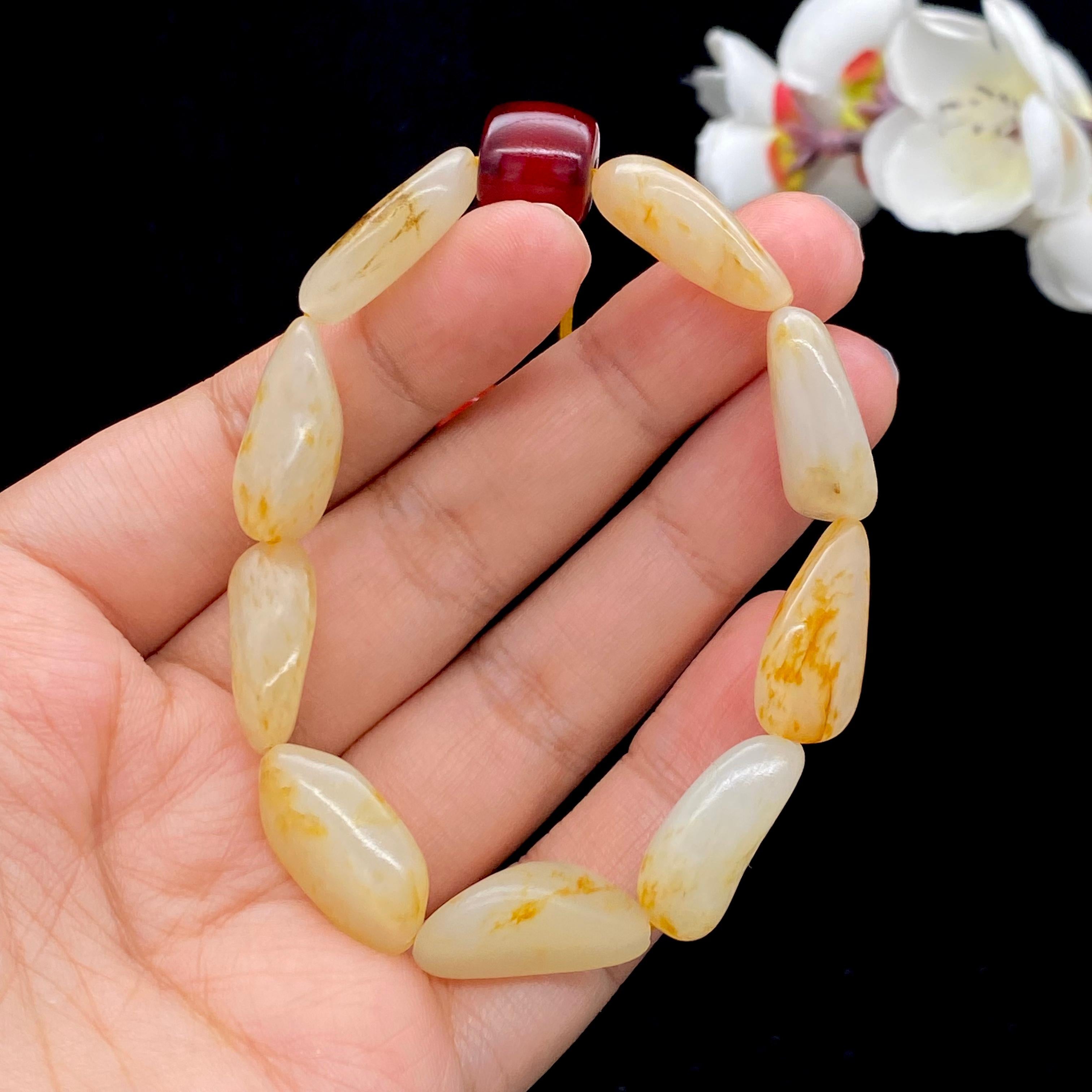 和田玉洒金皮【精品手串】（27.3g）