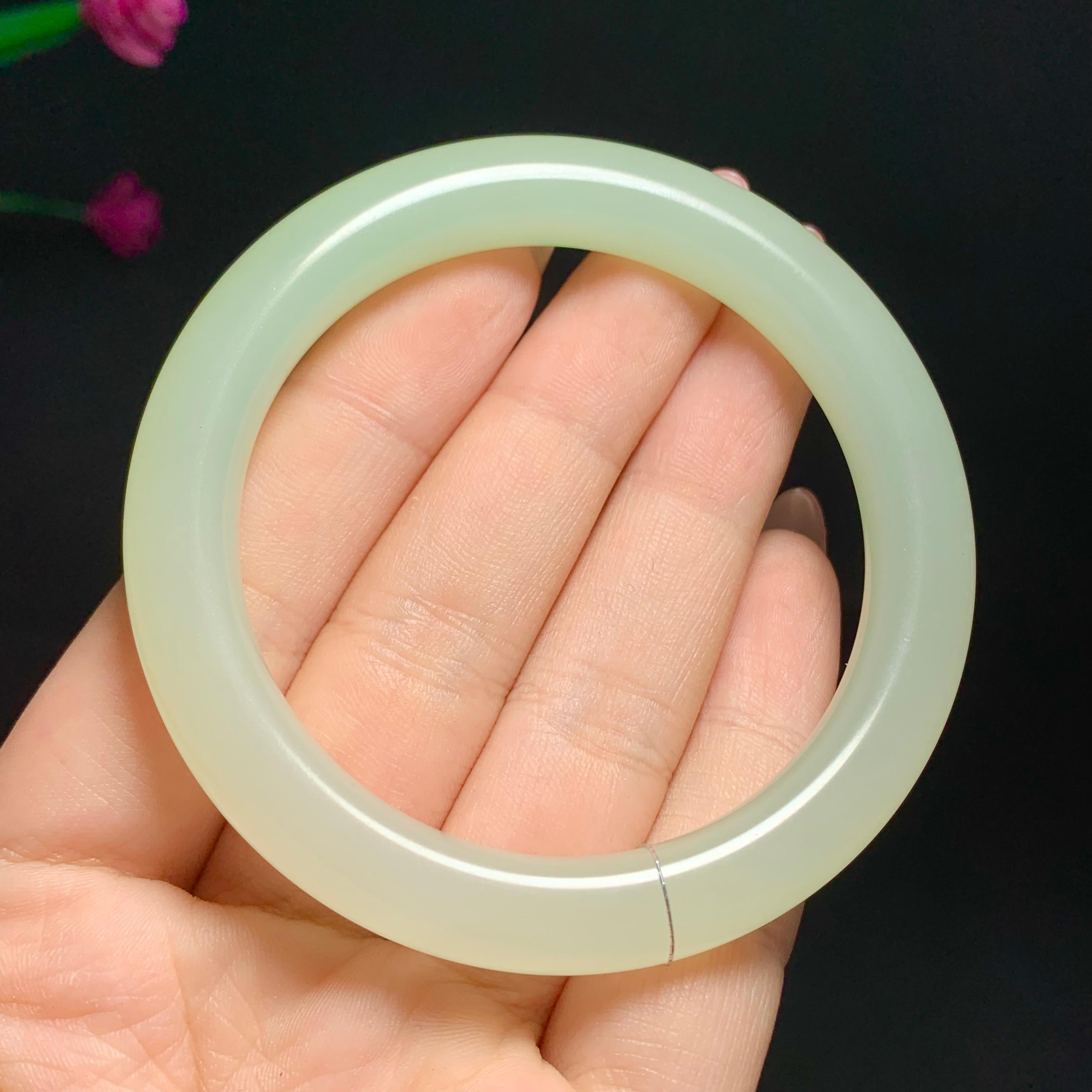 顶级和田山料高冰带翠手镯（43.0g）