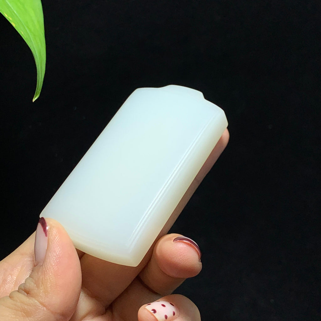 和田山料羊脂白玉无事牌挂件（82.4g）