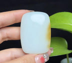 新疆和田玉且末糖羊脂玉平安无事牌（41.6g）