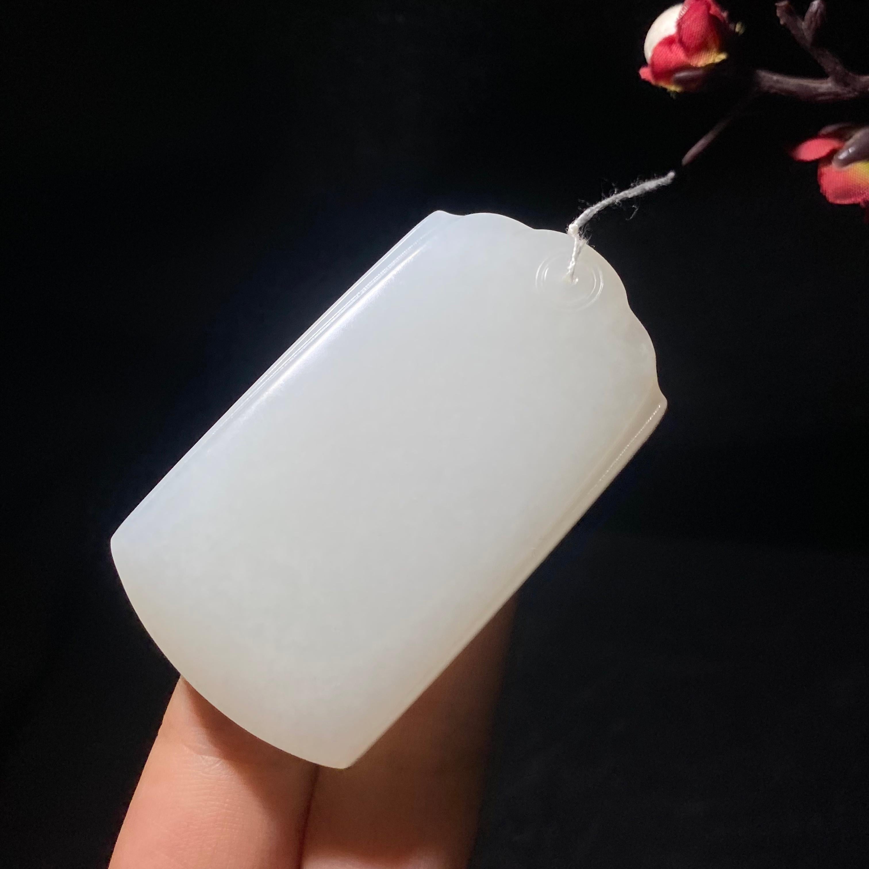 收藏级和田羊脂白玉无事牌（55.6g）