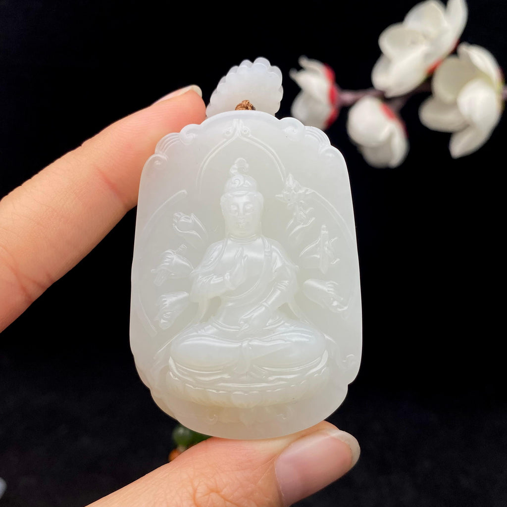 和田玉籽料【千手观音】挂件（61.3g）