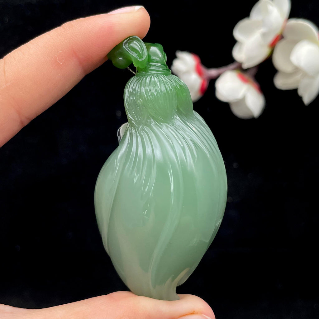 和田玉碧玉带猫眼【蝶莲花】挂件SY2607260392（56.2g）