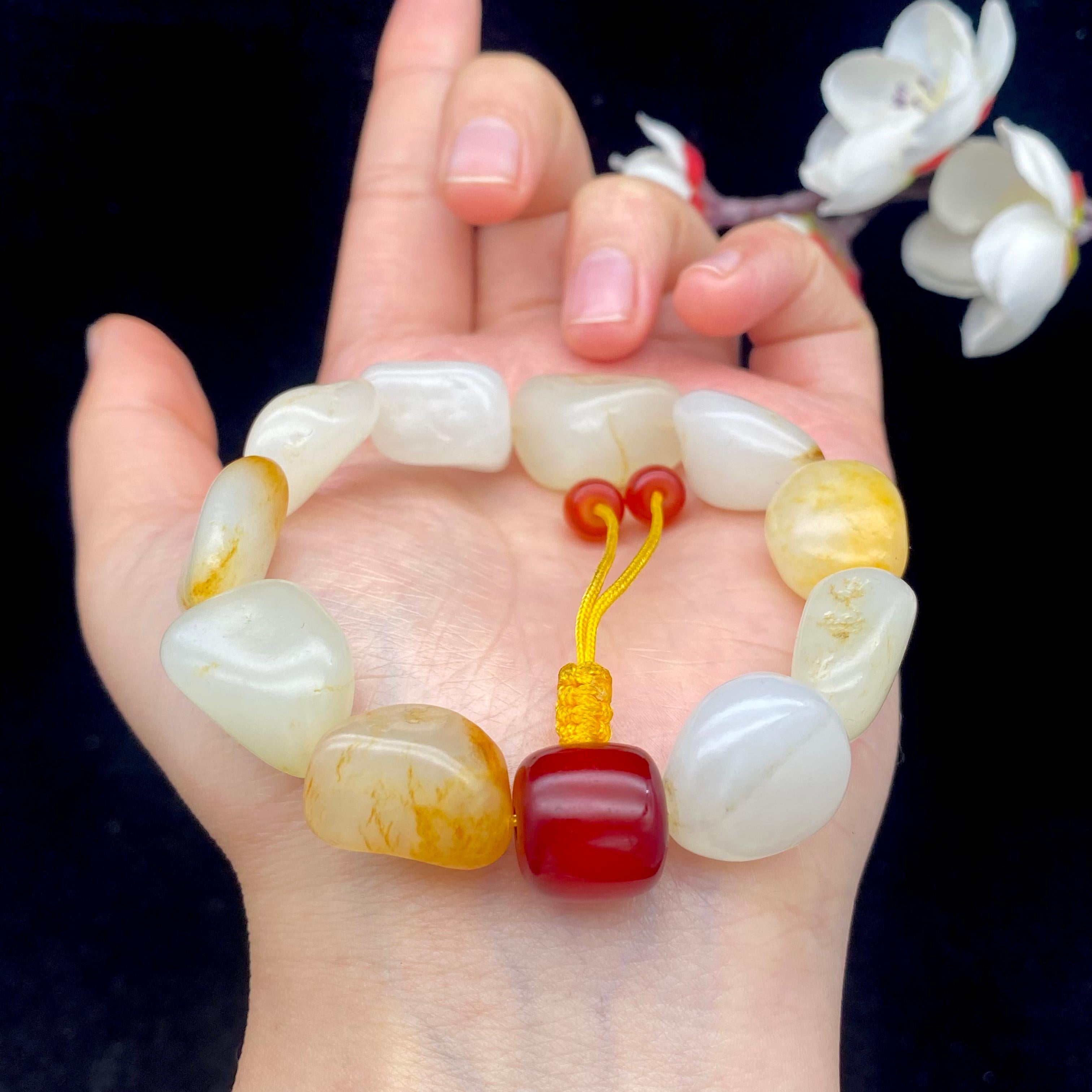 和田玉洒金皮籽料【精品手串】（48.4g）