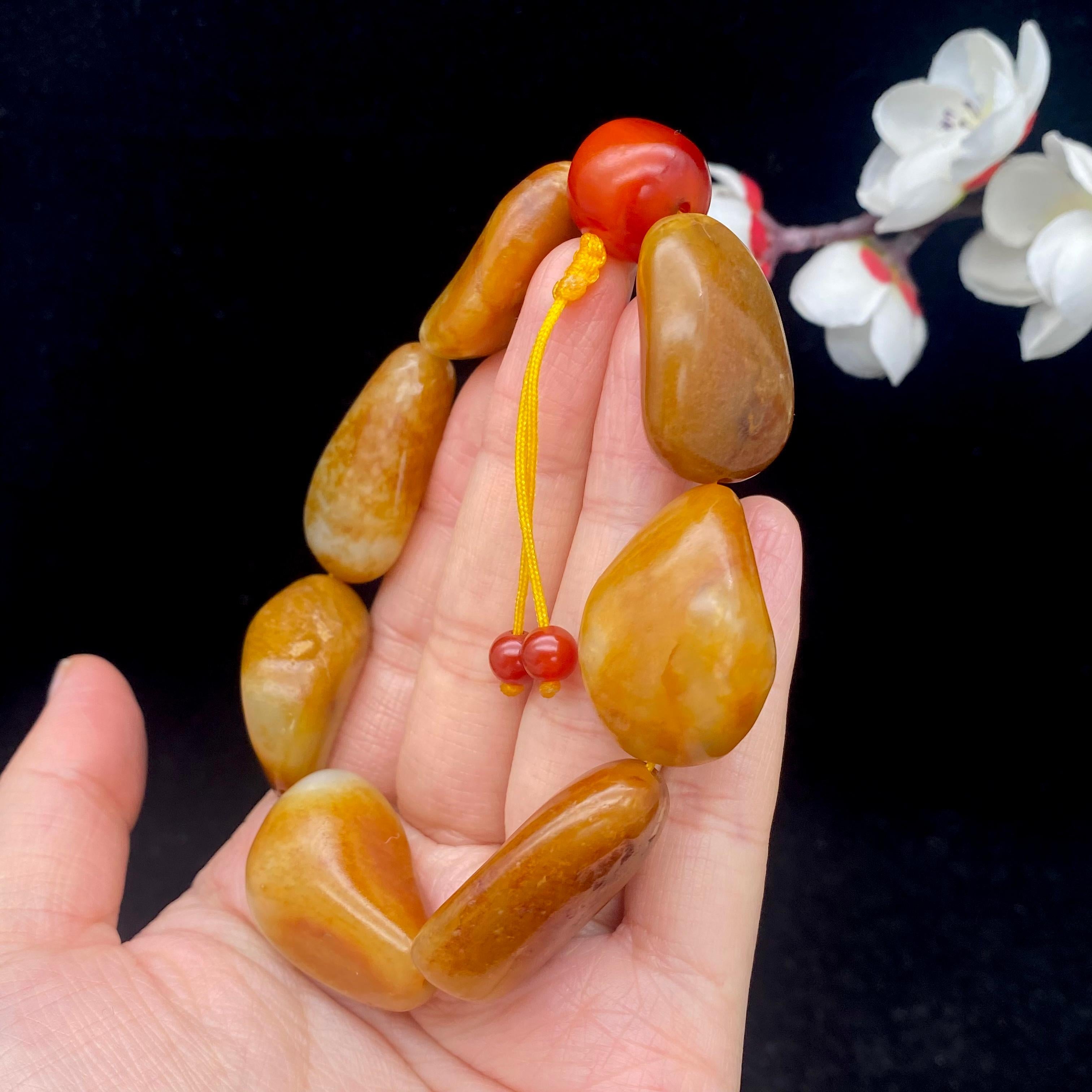 和田玉黄沁皮籽料【精品手串】（86.5g）