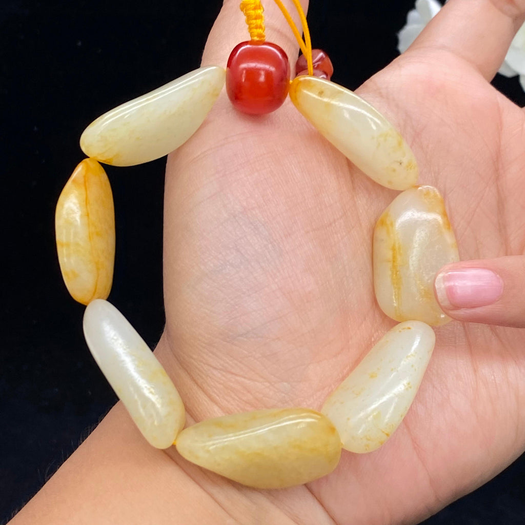 和田玉洒金皮籽料【精品手串】（57.2g）