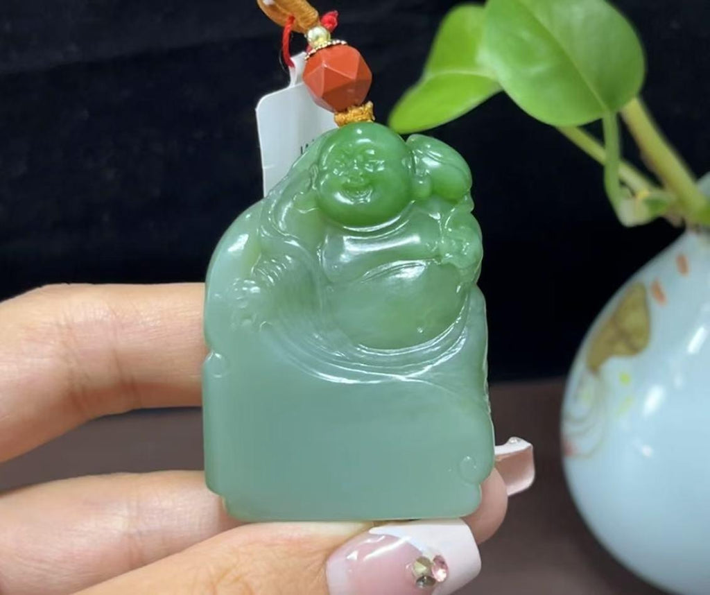 和田玉碧玉双色佛公（44.7g）