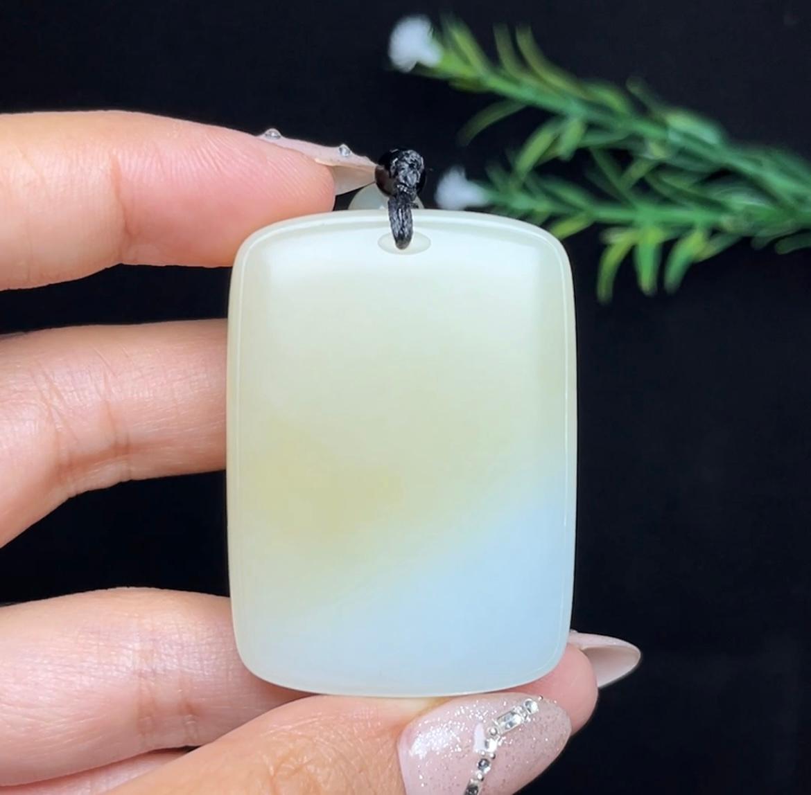 和田玉糖白羊脂玉平安无事牌（52.7g）