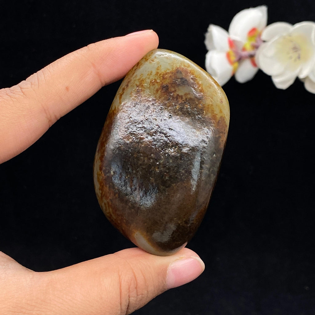 和田玉聚红皮籽料手把件（108.6g）