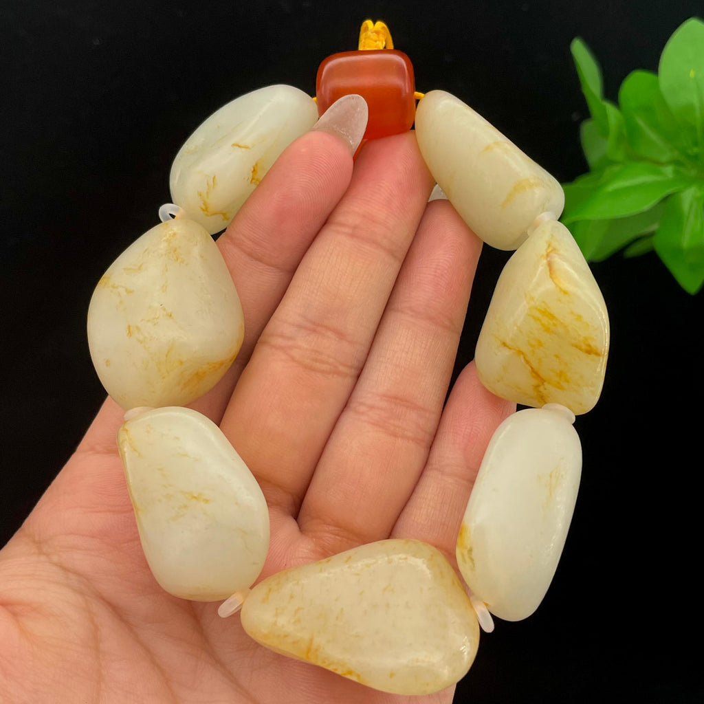 和田玉洒金皮籽料【精品手串】（118.4g）