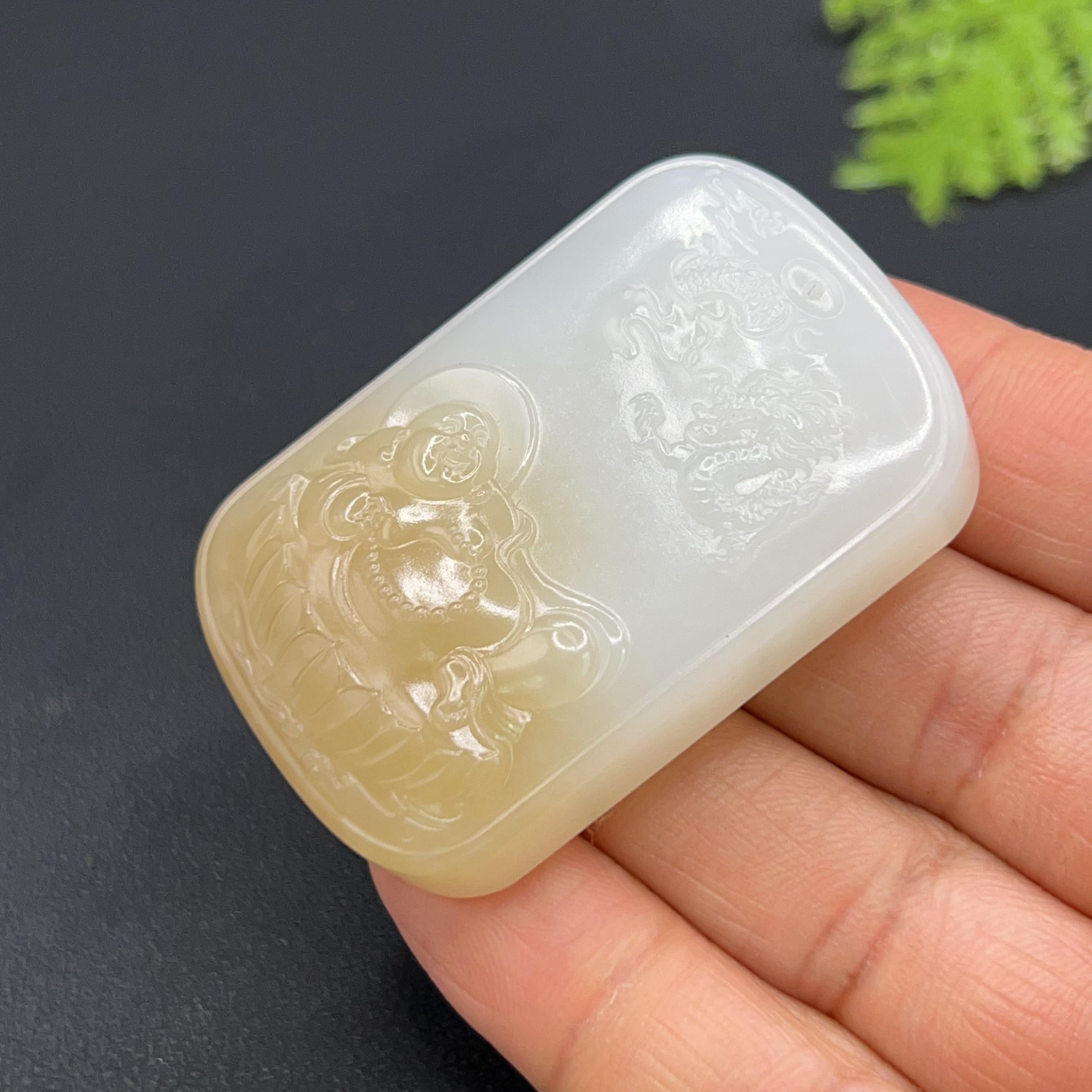 和田玉糖羊脂白玉弥勒佛玉牌（51.0g）