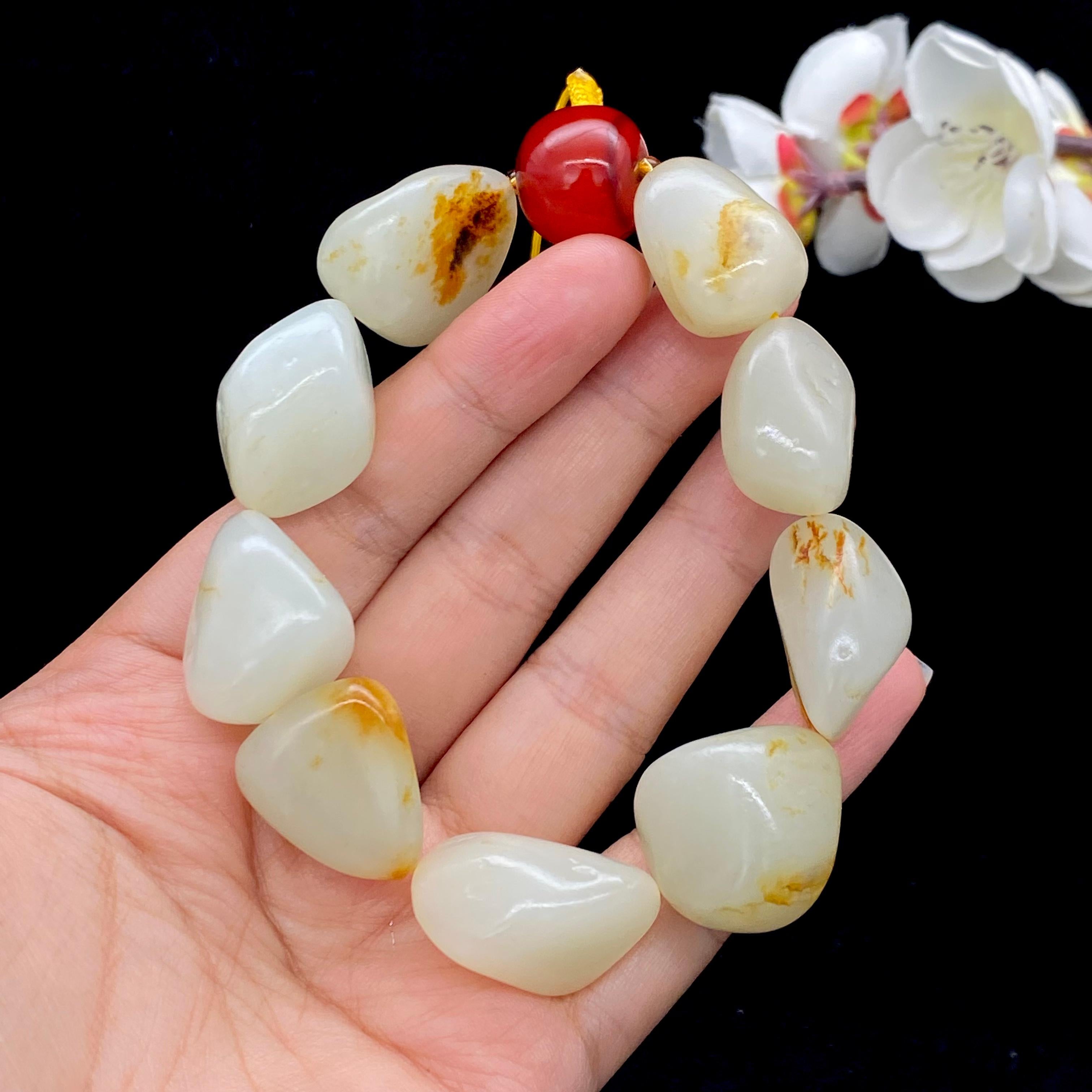 和田玉洒金皮籽料【精品手串】（96.3g）