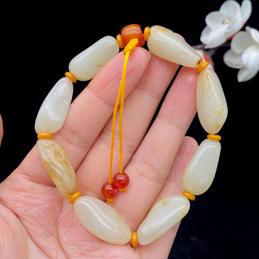 和田玉洒金皮籽料【精品手串】（29.3g）