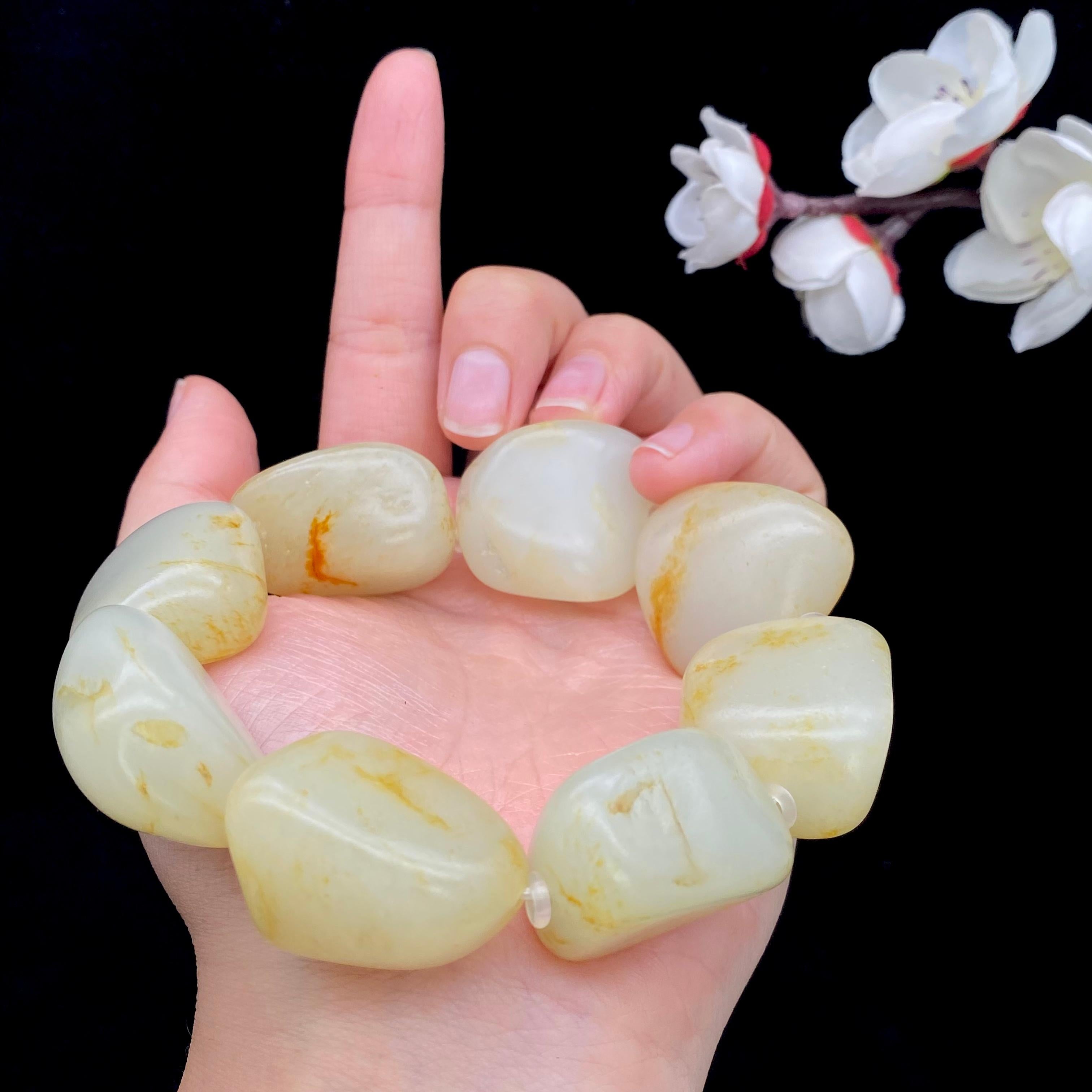 和田玉洒金皮【精品手串】（156.3g）