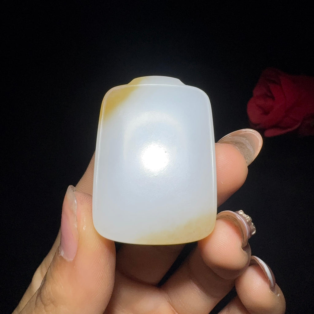 和田玉糖白玉平安无事牌（28.3g）