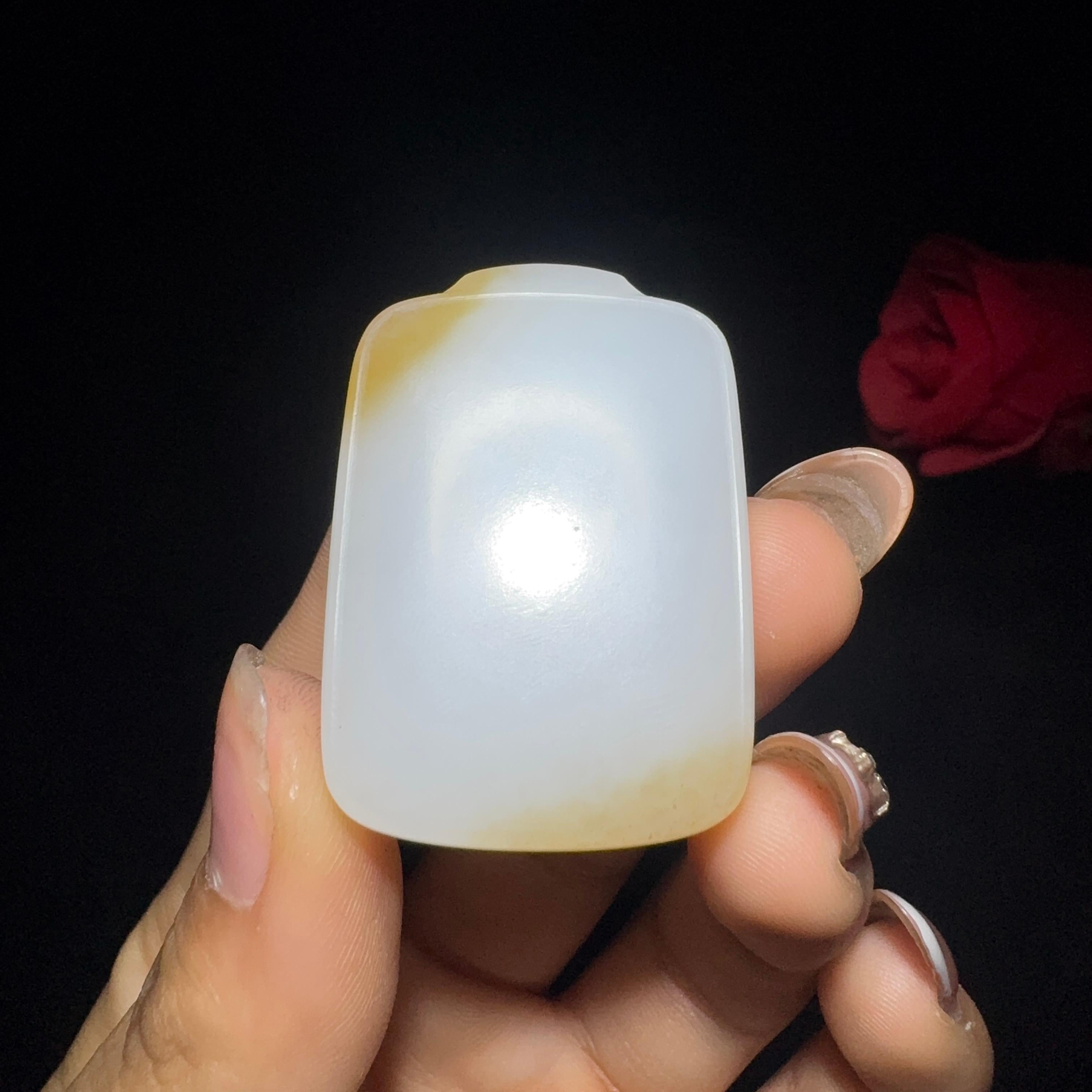 和田玉糖白玉平安无事牌（28.3g）
