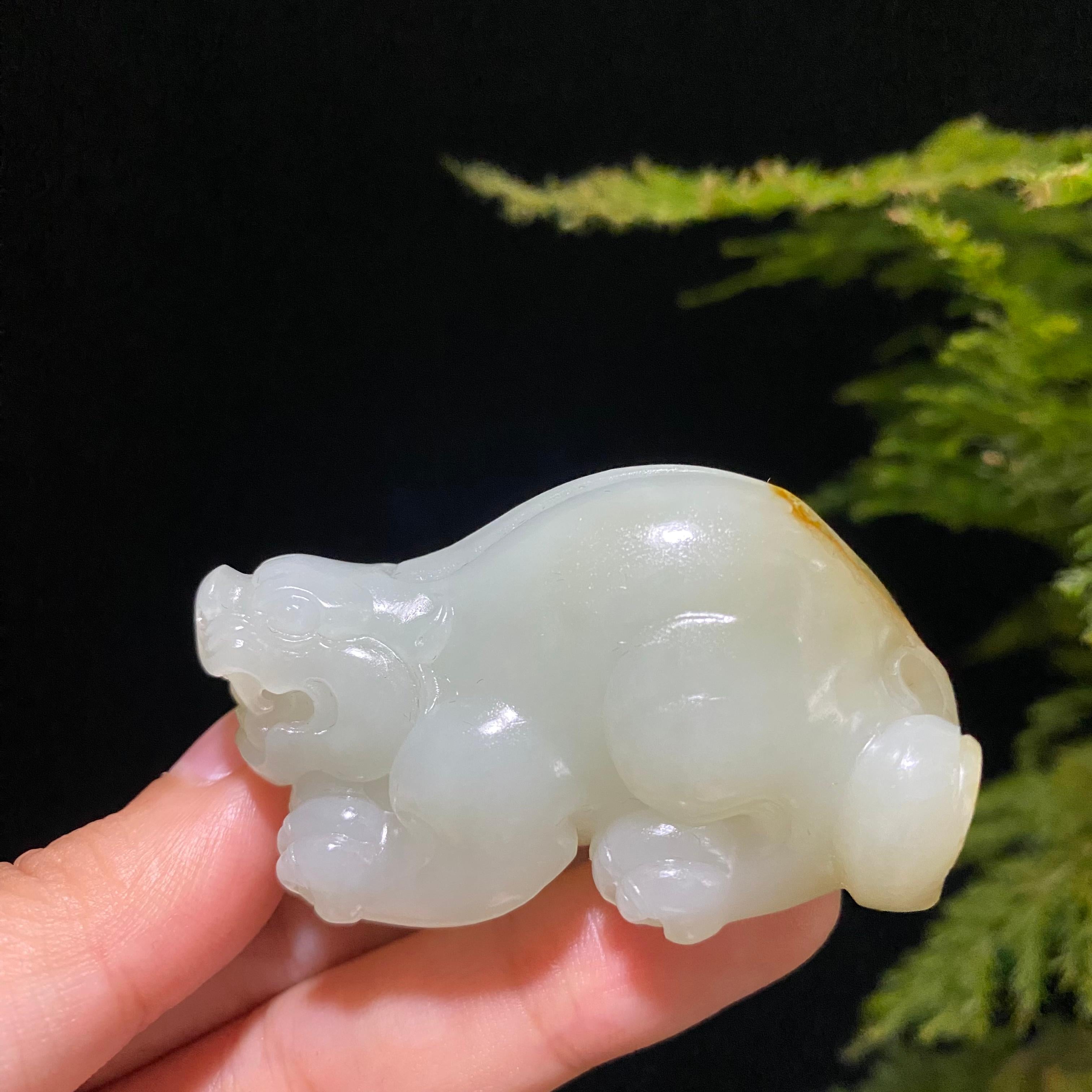 和田玉籽料青白玉貔貅（67.3g）
