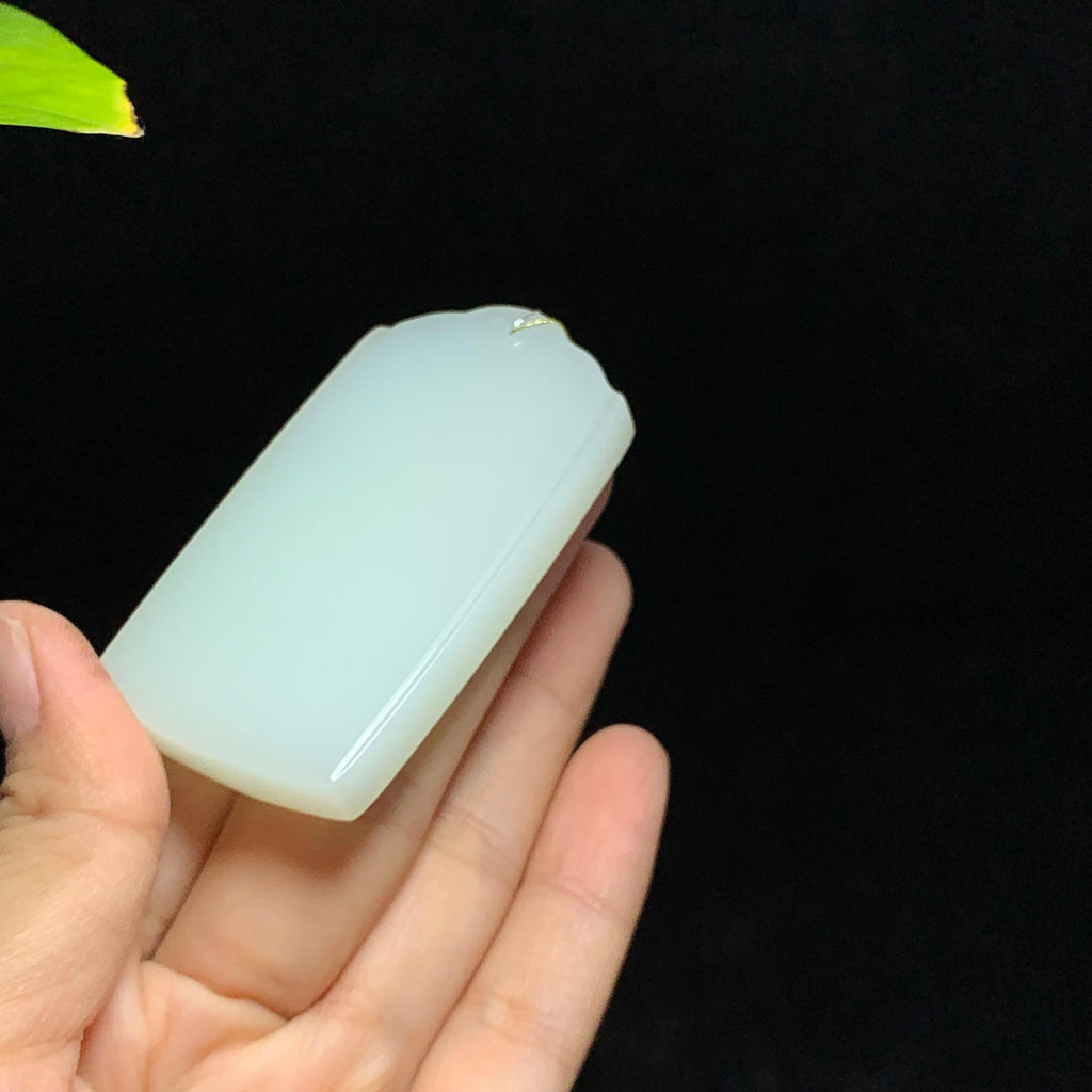 和田山料羊脂白玉无事牌挂件（54.6g）