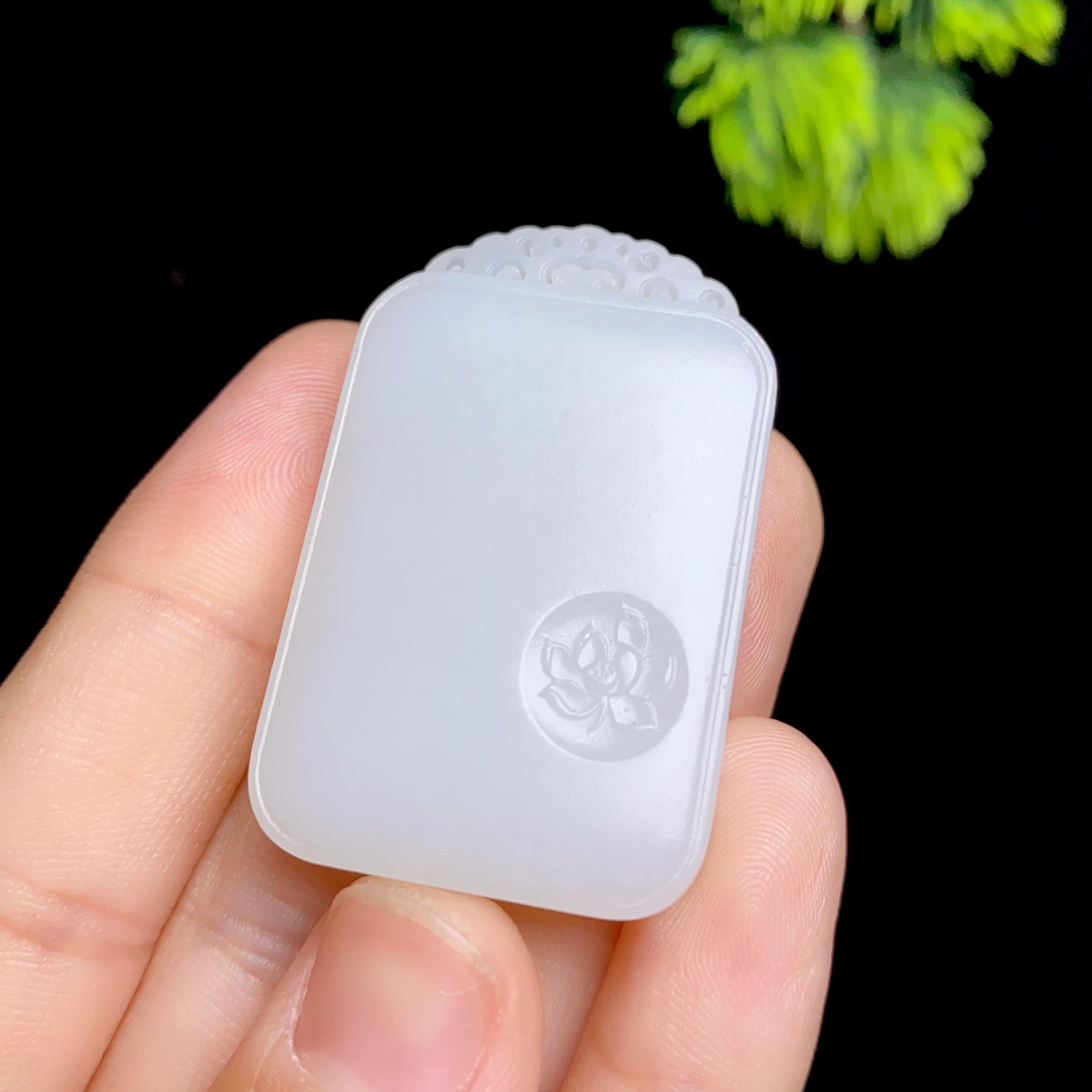 和田玉羊脂白玉平安无事牌（21.4g）