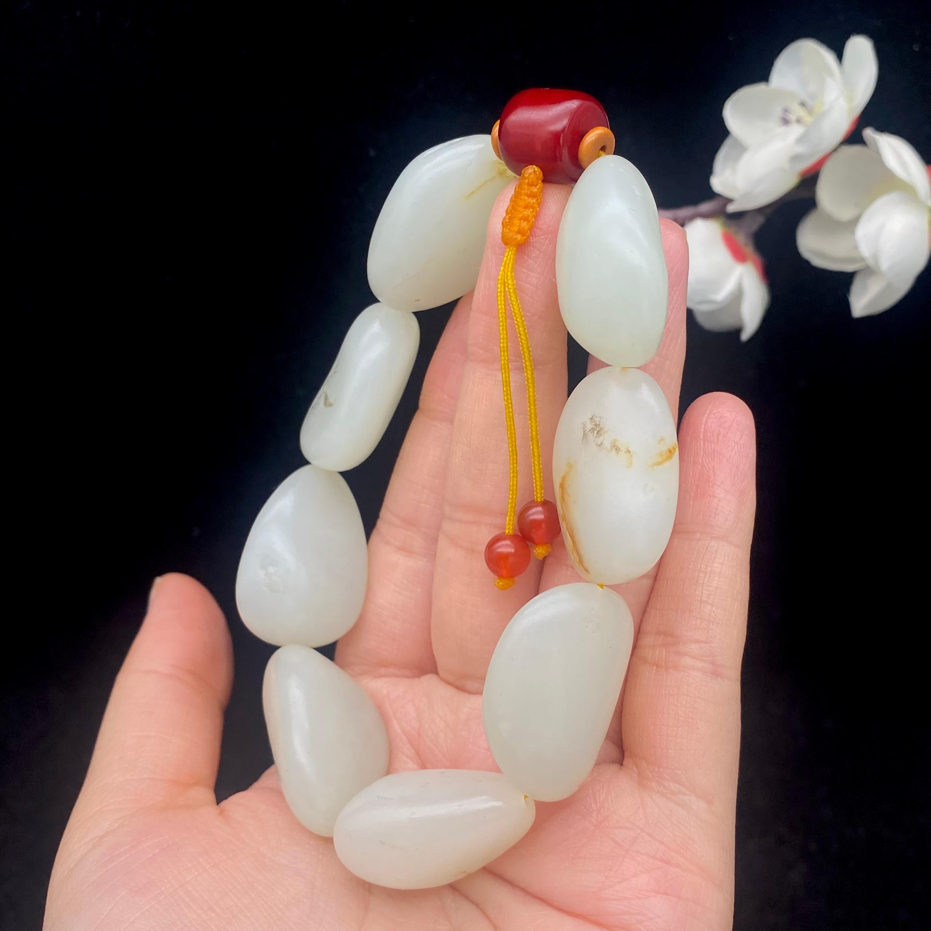和田玉白玉籽料【精品手串】（95.4g）