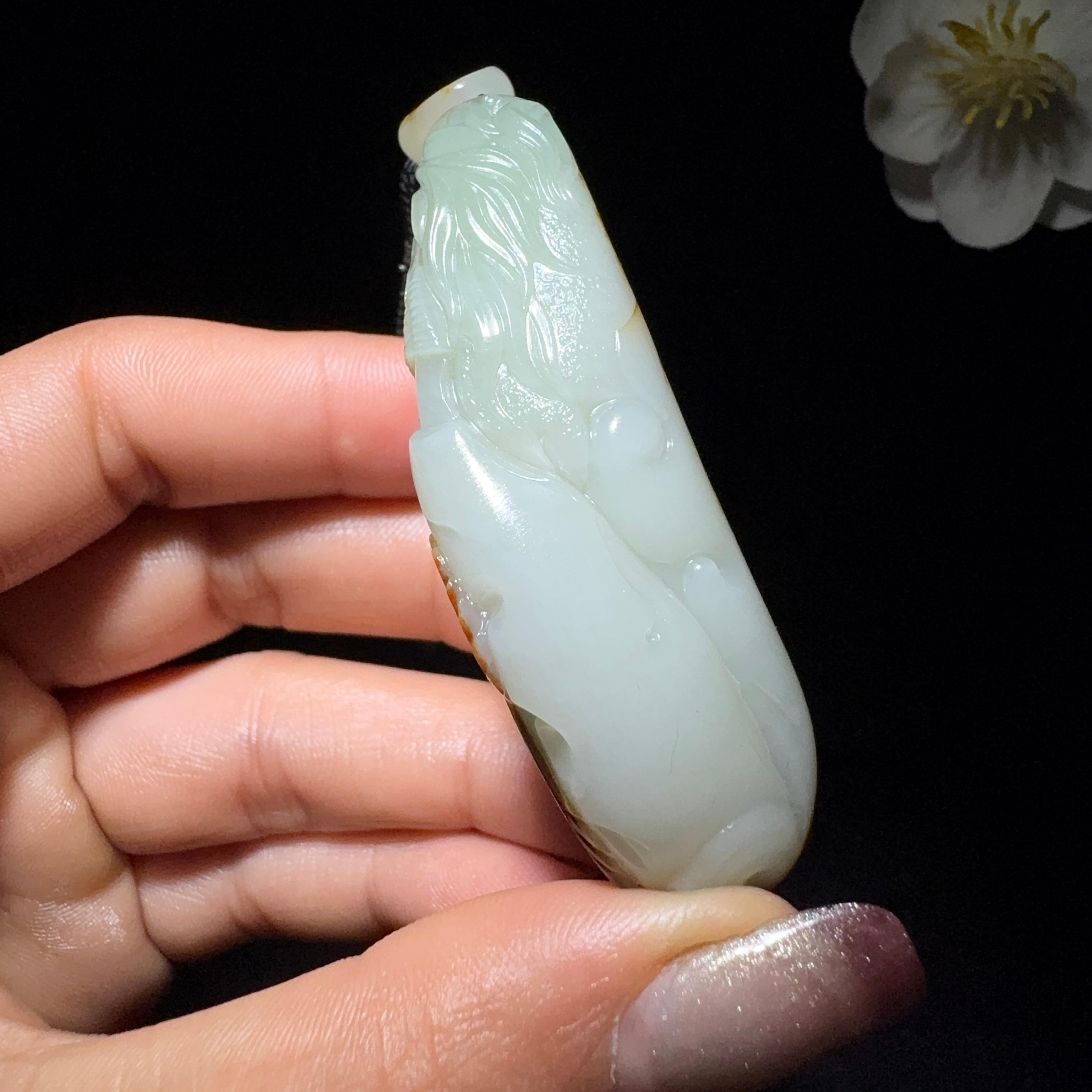 和田玉籽料挂件双喜临门（77.6g）