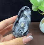 新疆和田玉籽料青花年年有余手把件摆件（137.1g）