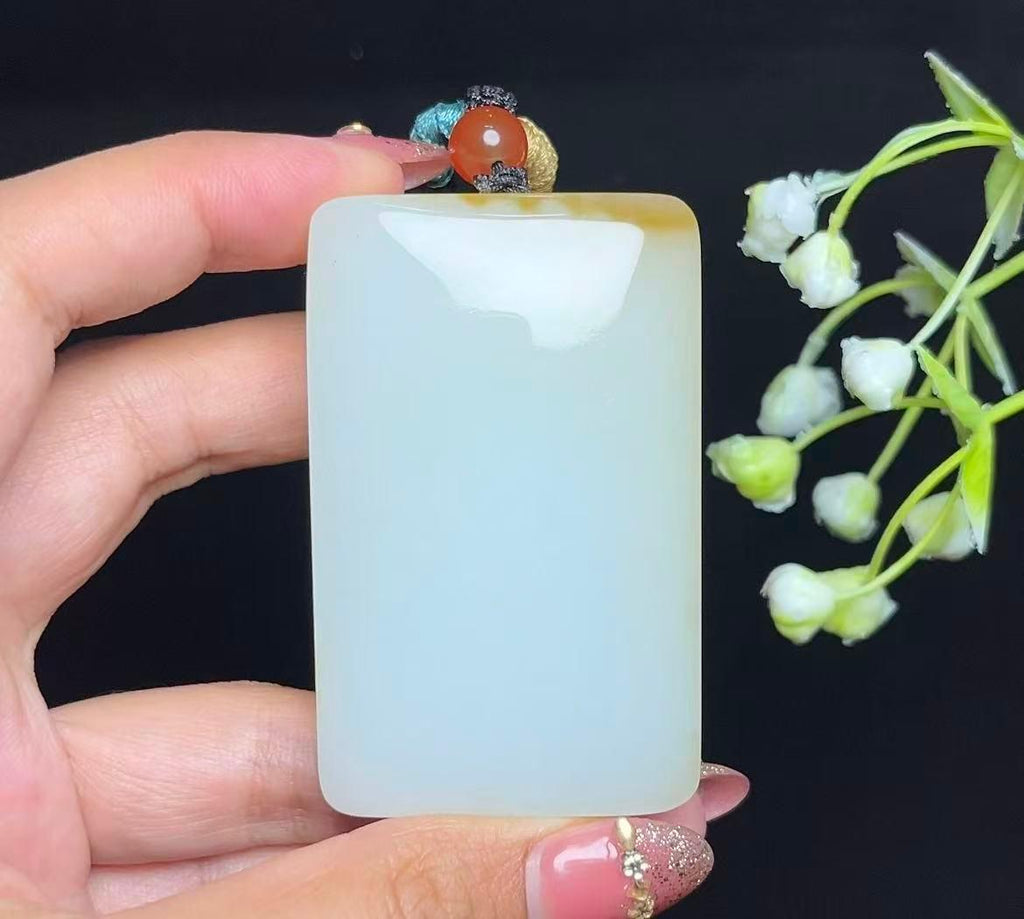 和田玉糖白玉平安无事牌（88.2g）
