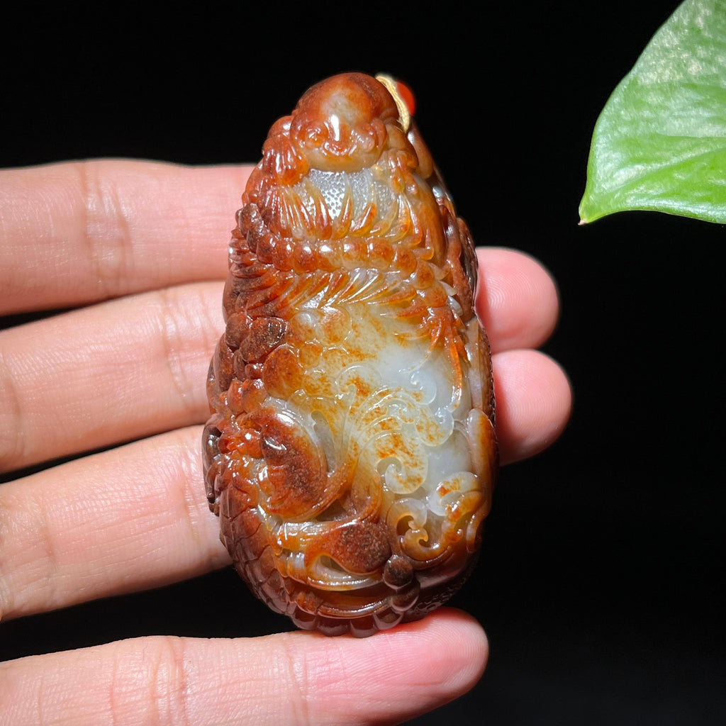 和田玉籽料红沁五毒挂件（91.3g）