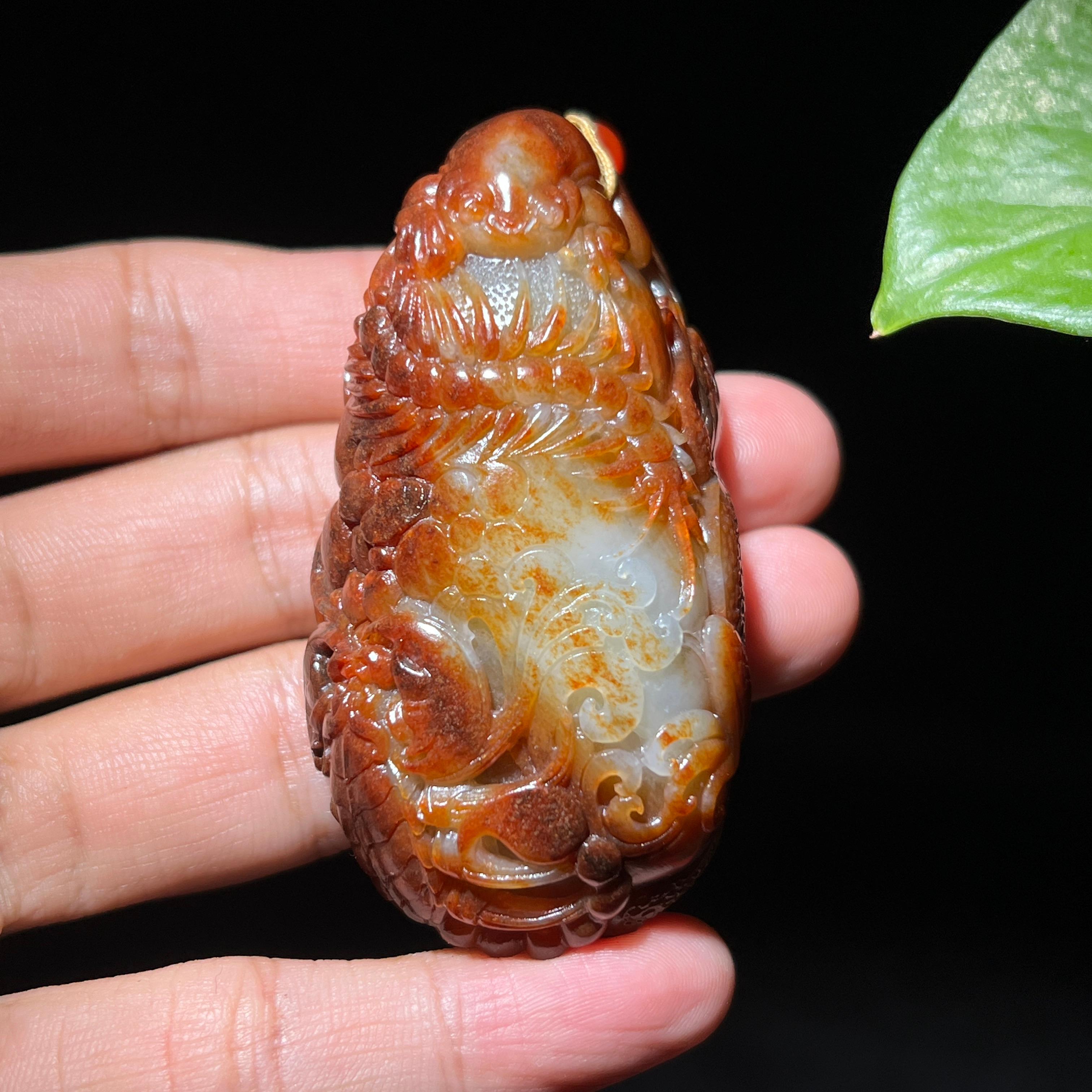 和田玉籽料红沁五毒挂件（91.3g）