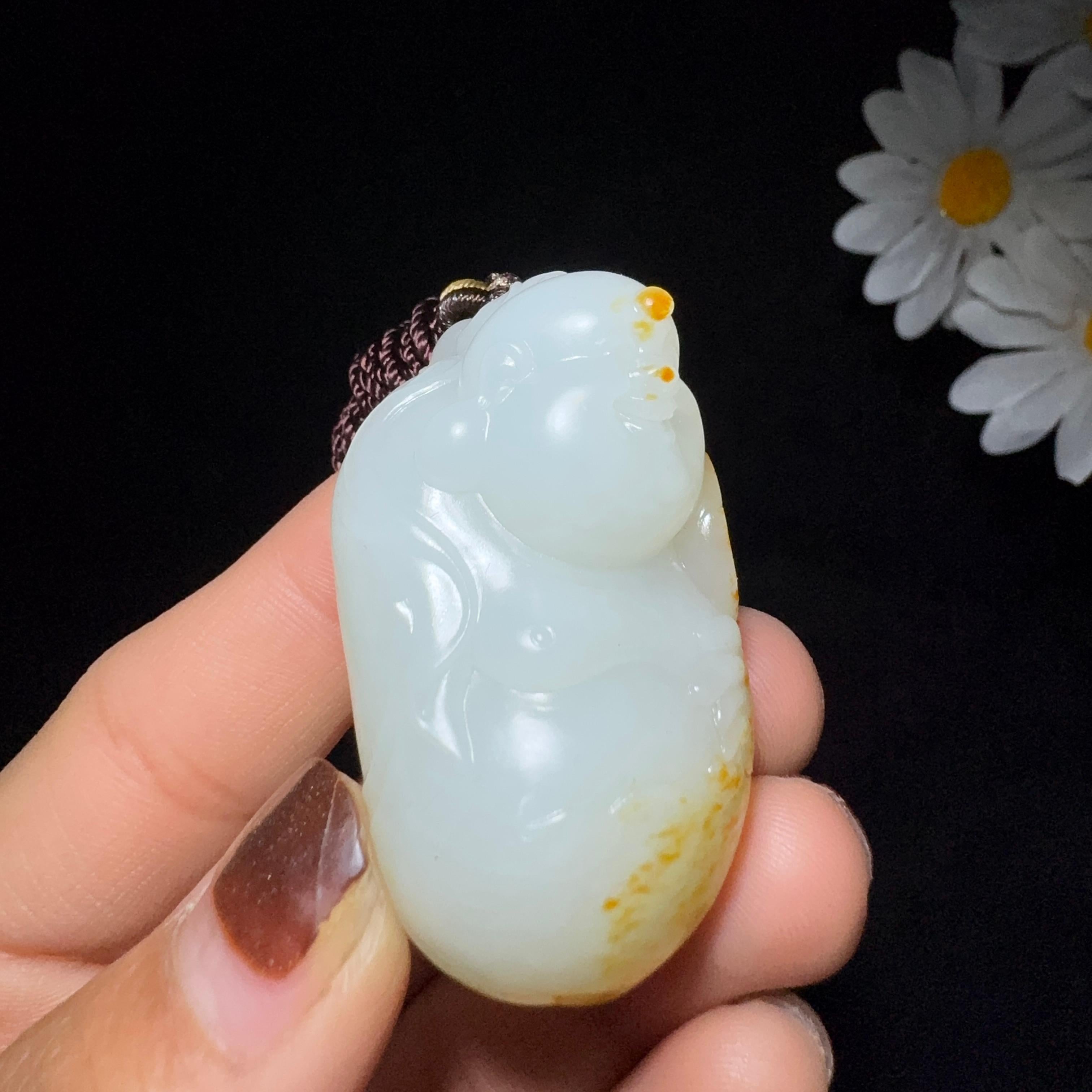 和田玉籽料收藏级挂件佛公（51.5g）