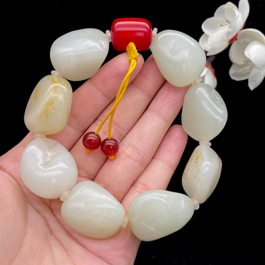 和田玉白玉籽料【精品手串】（120.8g）