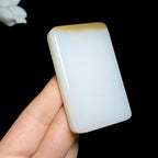 精品和田羊脂糖白玉无事牌（79.7g）