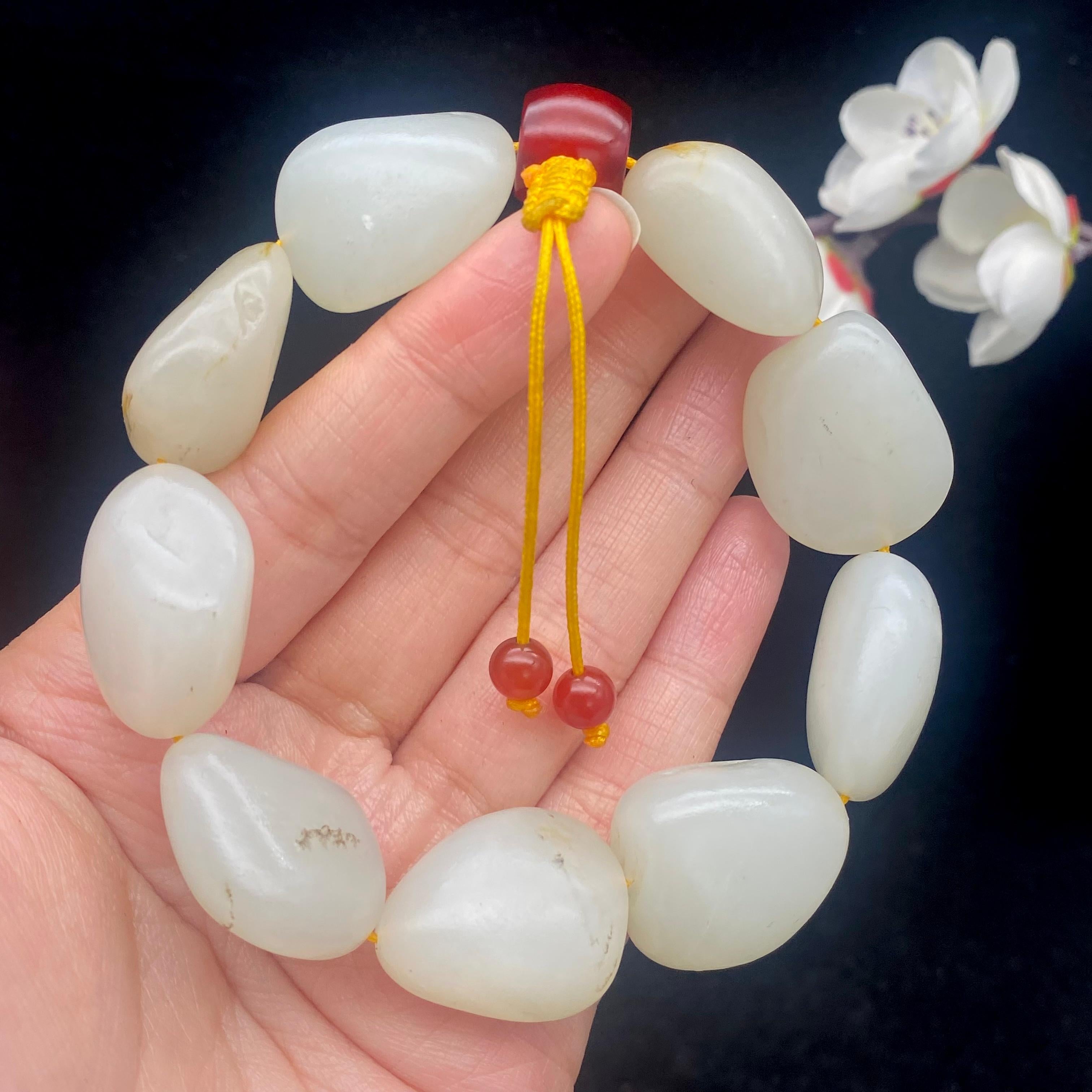 和田玉洒金皮籽料【精品手串】（94.3g）