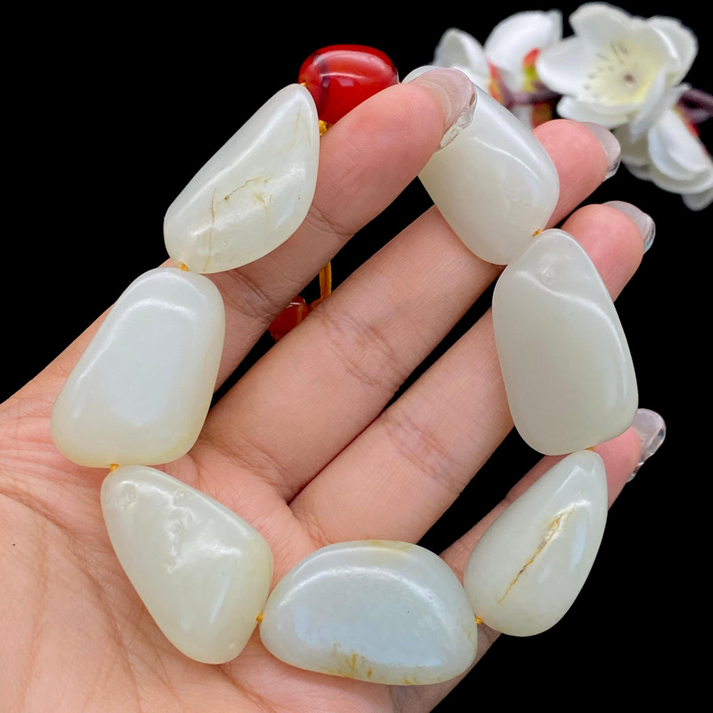 和田玉洒金皮【精品手串】（94.9g）