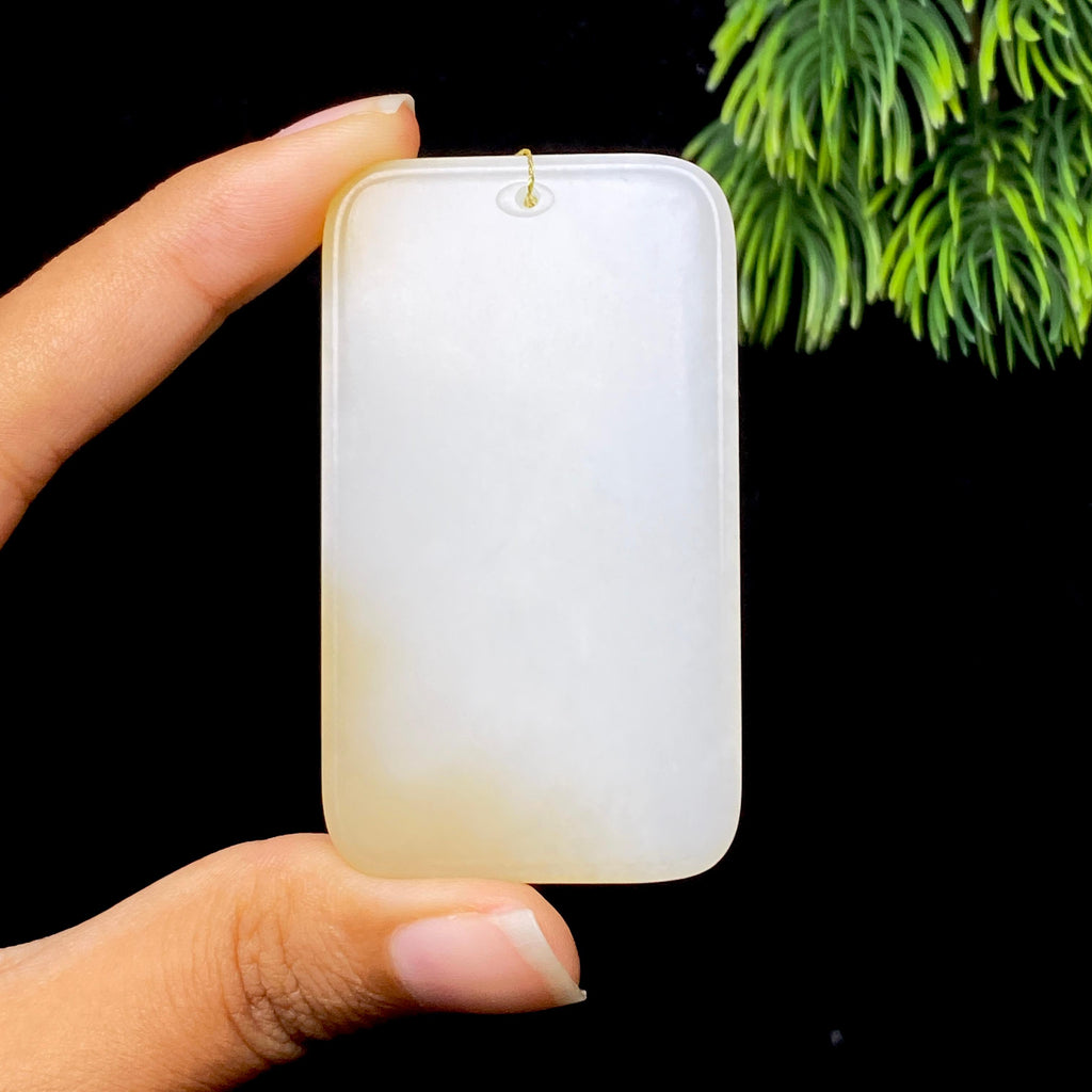 和田玉糖白无事牌（50.5g）