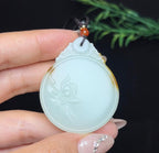 和田玉糖白莲花平安无事牌（29.0g）