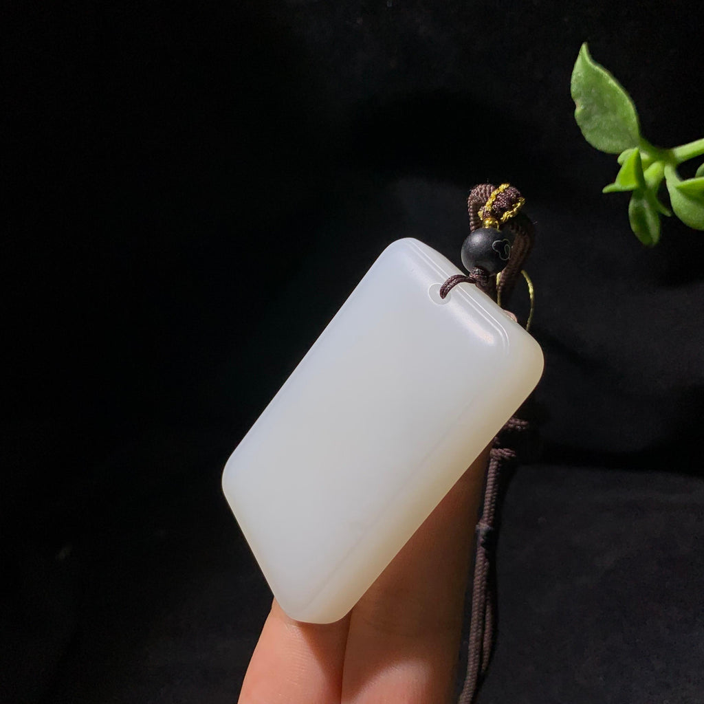 和田羊脂白玉平安无事牌（71.6g）