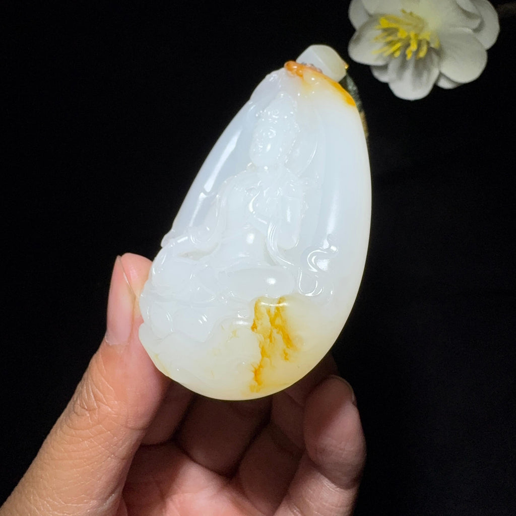 和田玉籽料御龙观音挂件（63.1g）