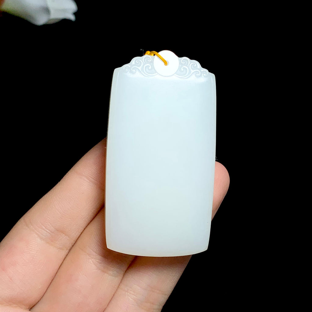 和田羊脂白玉无事牌（58.5g）