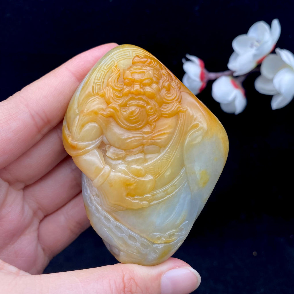 和田玉聚黄皮籽料【钟馗】手把件（188.7g）