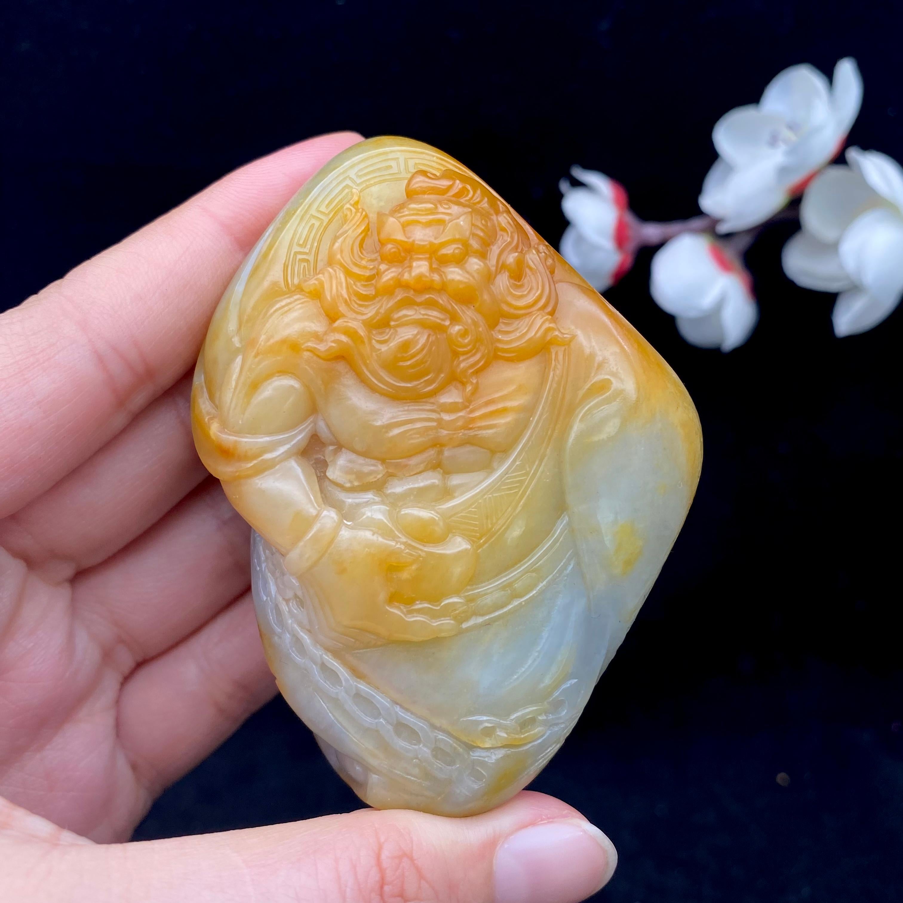 和田玉聚黄皮籽料【钟馗】手把件（188.7g）