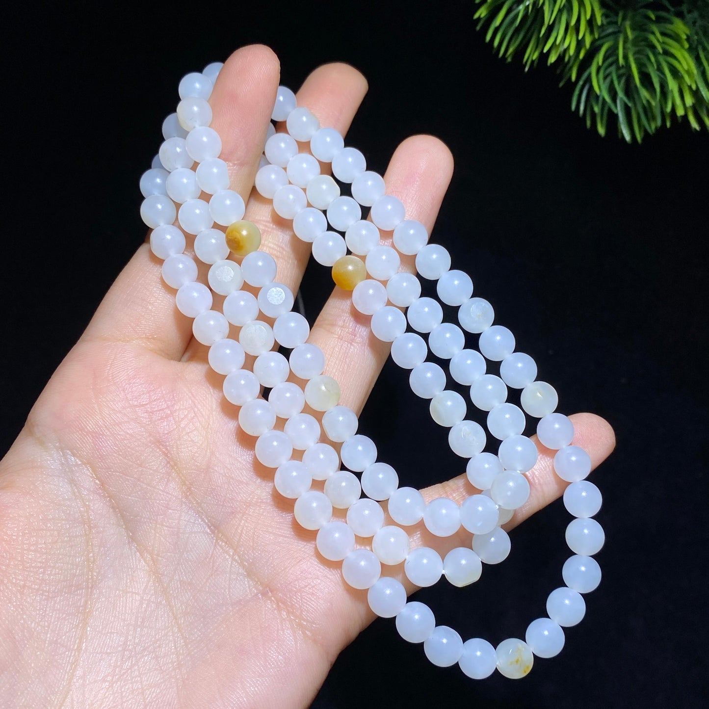和田玉籽料白玉108颗圆珠项链（47.3g）