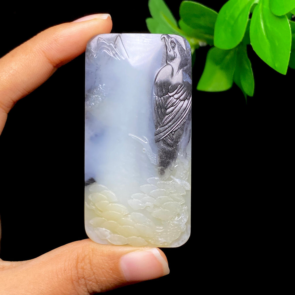 和田玉籽料青花高瞻远瞩玉牌（67.8g）