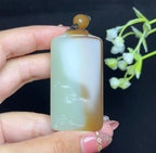 和田玉且末糖白扭转乾坤平安无事牌（57.3g）
