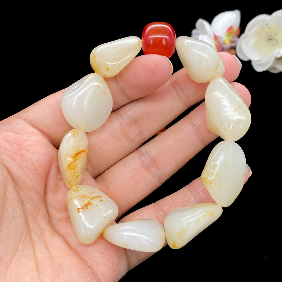 和田玉洒金皮籽料【精品手串】（68g）