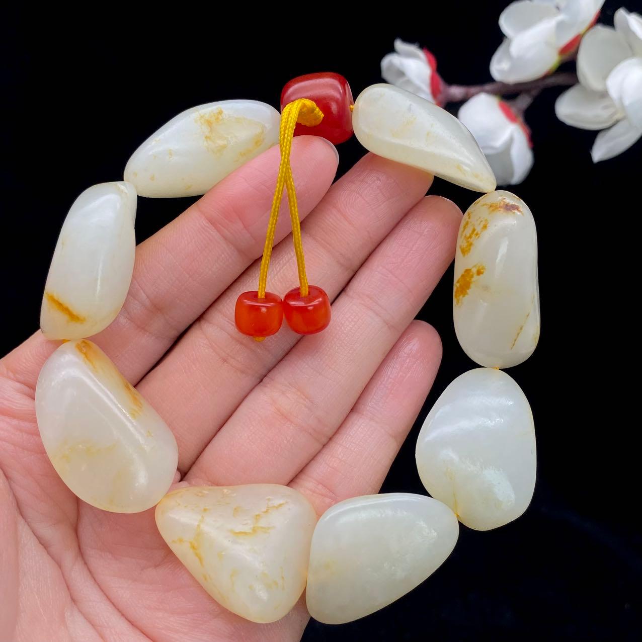 和田玉洒金皮【精品手串】（84.3g）